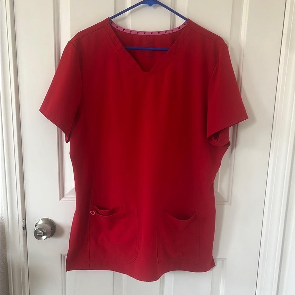 Heart Soul Jogger Scrub Set in Red, XL